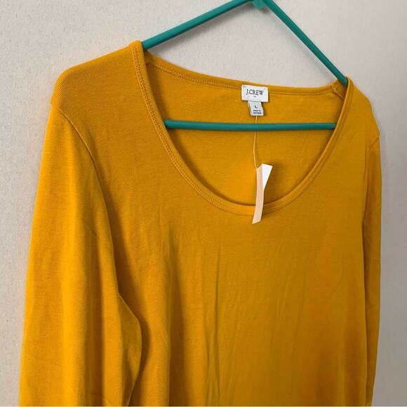 NWT JCrew Factory Fine Rib Scoop Neck Yellow Long Sleeve - Picture 2 of 4